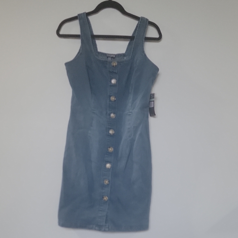 Sharagano Blue Button-Front Mini Dress